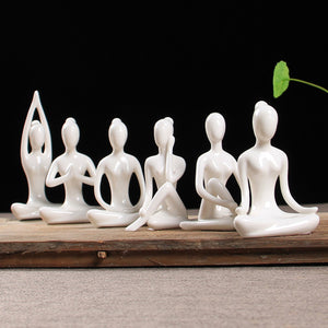Abstract Art Ceramic Yoga Figurines Porcelain Yog Statue Home Decoration Accessories Office Desktop Ornament - Antique Decore