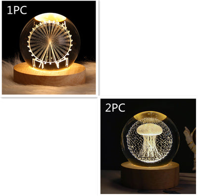 Luminous Starry Sky And Planets Moon Moon Crystal Ball Small Night Lamp Projection Ambience Light Creative Gift New Strange Gift - Antique Decore