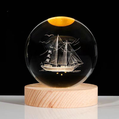 Luminous Starry Sky And Planets Moon Moon Crystal Ball Small Night Lamp Projection Ambience Light Creative Gift New Strange Gift - Antique Decore