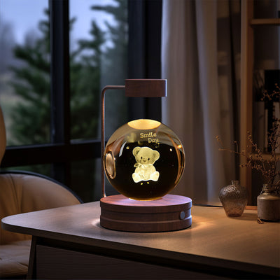 Crystal Ball Cosmic Dinosaur Indoor Night Light USB Power Warm Bedside Light Birthday Gift Night Lamp - Antique Decore