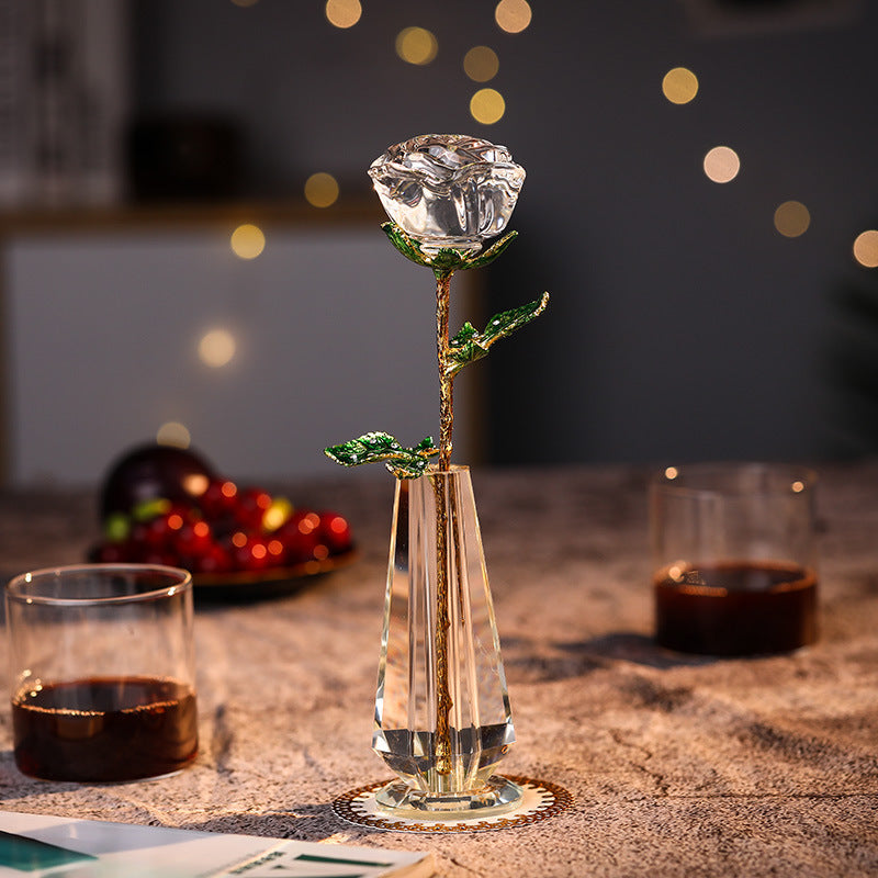 Crystal Rose Creative Memorial Day Decoration Ornament Valentine's Day Gift - Antique Decore