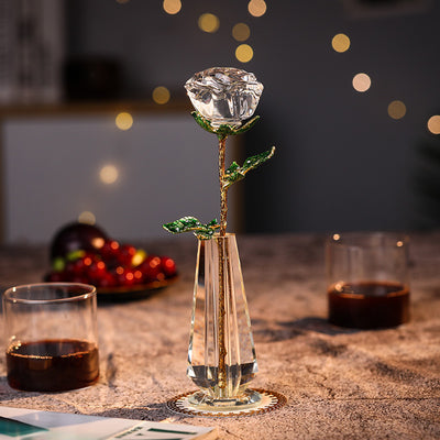 Crystal Rose Creative Memorial Day Decoration Ornament Valentine's Day Gift - Antique Decore