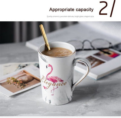 Coffee cup water glass Nordic marbled ceramic mug milk couple breakfast cup home female cup - Antique Decore
