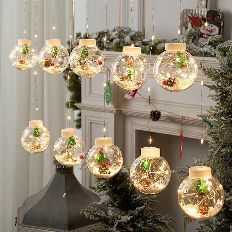 10PCS LED Christmas Curtain Lamp Fairy Snowman Wishing Ball Lamp String Christmas Window Decoration Christmas Light Room - Antique Decore