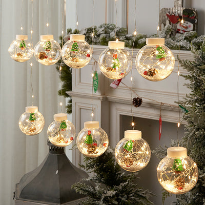 10PCS LED Christmas Curtain Lamp Fairy Snowman Wishing Ball Lamp String Christmas Window Decoration Christmas Light Room - Antique Decore