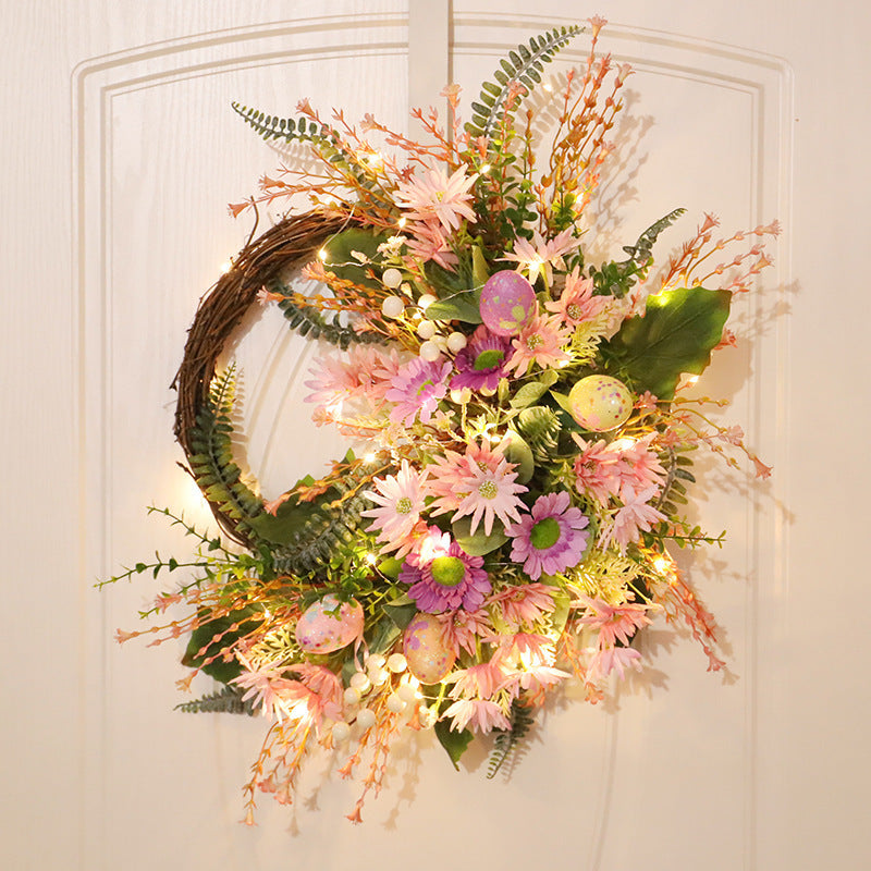 Home Decoration Easter Wreath Wild Chrysanthemum Half Edge Wreath Eggs - Antique Decore