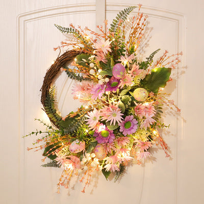 Home Decoration Easter Wreath Wild Chrysanthemum Half Edge Wreath Eggs - Antique Decore