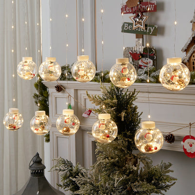 10PCS LED Christmas Curtain Lamp Fairy Snowman Wishing Ball Lamp String Christmas Window Decoration Christmas Light Room - Antique Decore