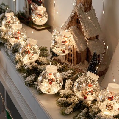 10PCS LED Christmas Curtain Lamp Fairy Snowman Wishing Ball Lamp String Christmas Window Decoration Christmas Light Room - Antique Decore