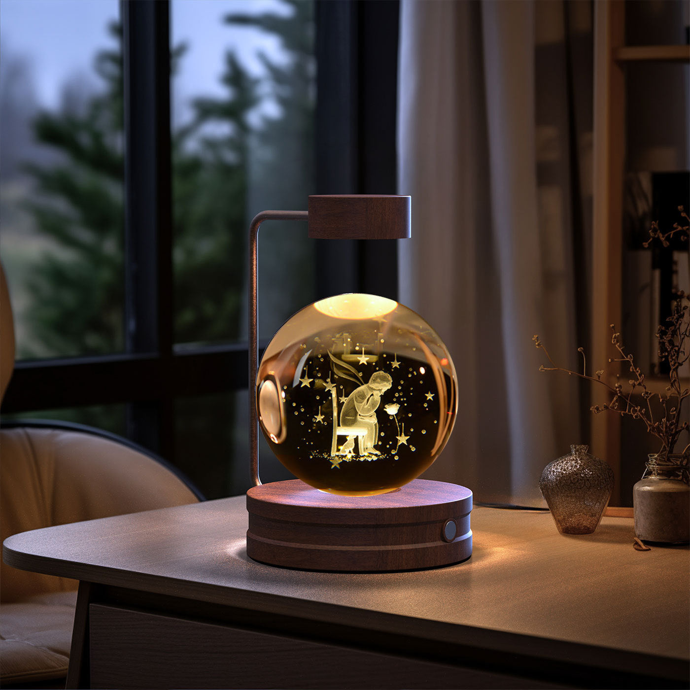 Crystal Ball Cosmic Dinosaur Indoor Night Light USB Power Warm Bedside Light Birthday Gift Night Lamp - Antique Decore