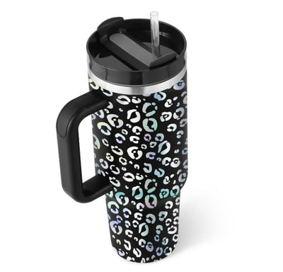 40 Oz Tumbler With Handle Straw Insulated, Stainless Steel Spill Proof Vacuum Coffee Cup Gifts For Valentine Lover