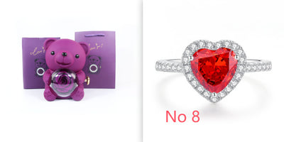 Eternal Rose Teddy Bear Gifts Box With Necklace Rotate Rose Jewelry Box Valentine Wedding Storage Gift Case For Women Girlfriend - Antique Decore
