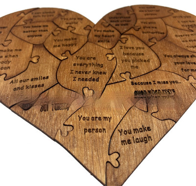 Reasons Why I Love You Wooden Heart Puzzle Romantic Love Jigsaw Puzzle Wedding Anniversary For Wife Husband Birthday Gifts Valentine's Day Gift - Antique Decore