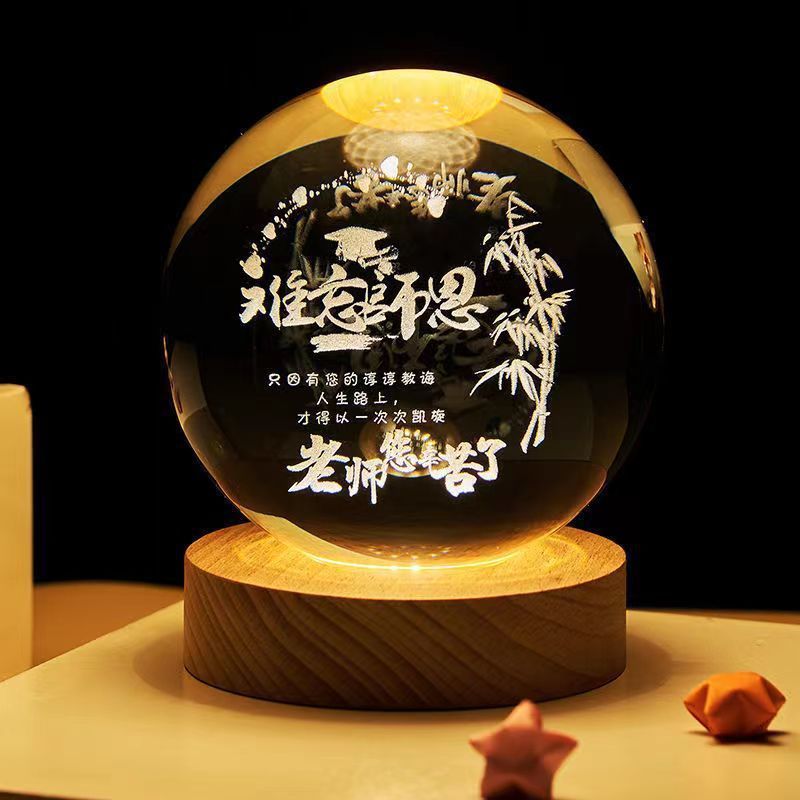 Luminous Starry Sky And Planets Moon Moon Crystal Ball Small Night Lamp Projection Ambience Light Creative Gift New Strange Gift - Antique Decore