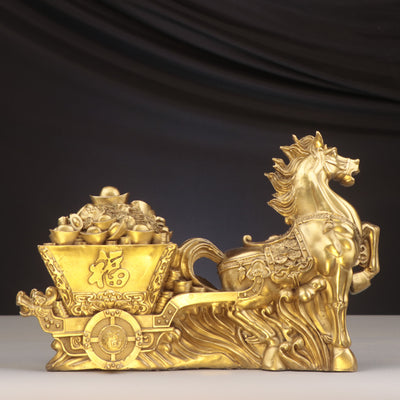Copper Daily Gold Horse-drawn Tram Home Decoration
