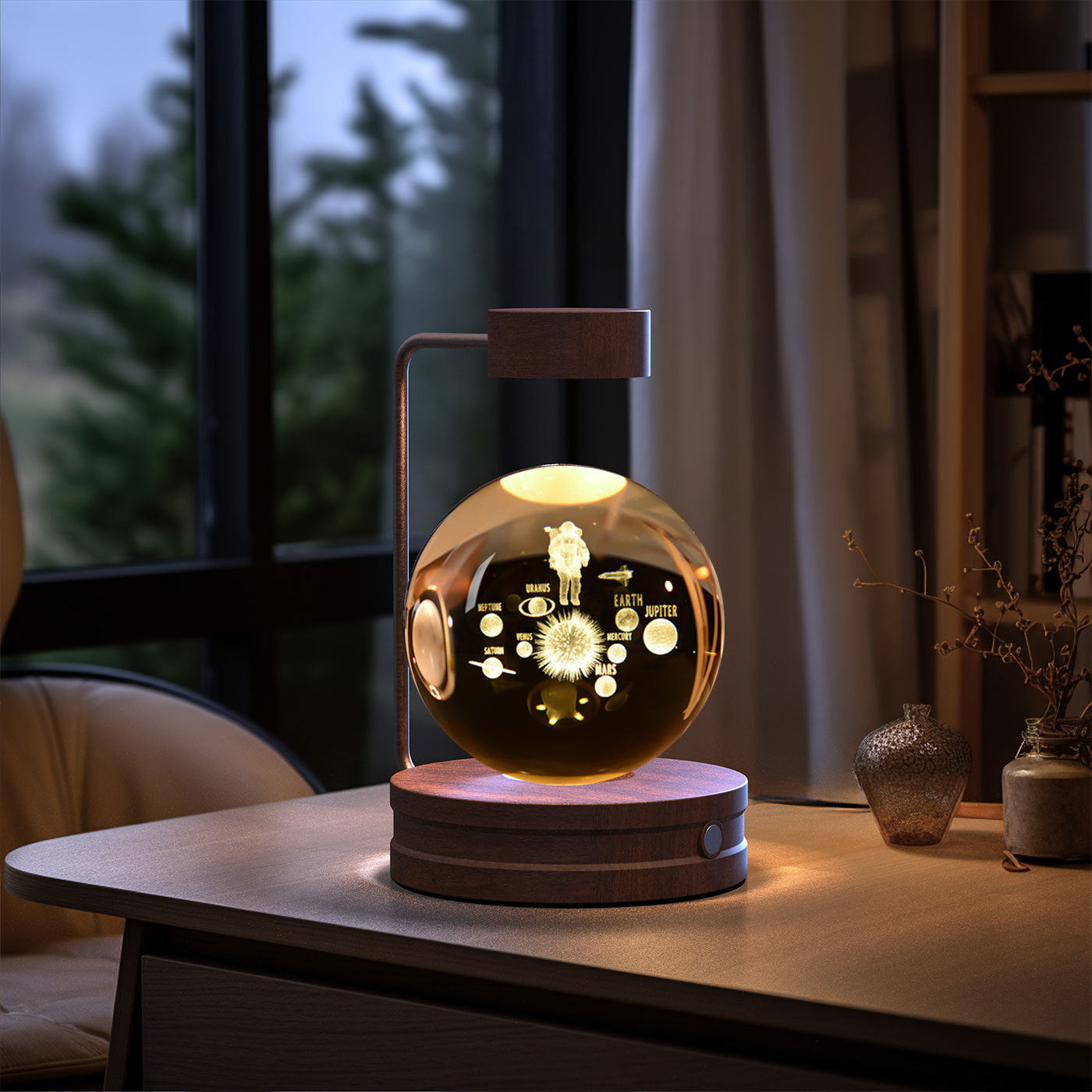 Crystal Ball Cosmic Dinosaur Indoor Night Light USB Power Warm Bedside Light Birthday Gift Night Lamp - Antique Decore