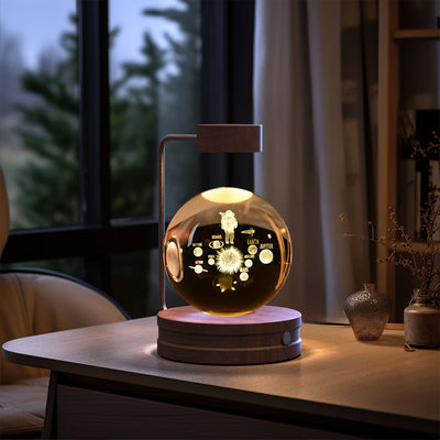 Crystal Ball Cosmic Dinosaur Indoor Night Light USB Power Warm Bedside Light Birthday Gift Night Lamp - Antique Decore