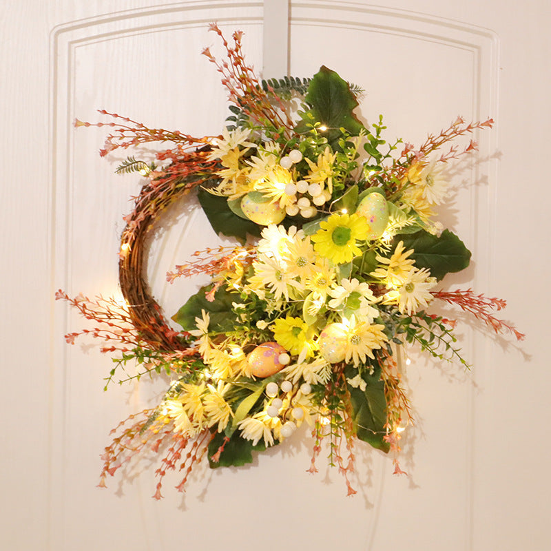Home Decoration Easter Wreath Wild Chrysanthemum Half Edge Wreath Eggs - Antique Decore