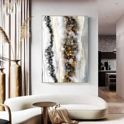 Modern Wall Art Canvas Painting Abstract Marble Crystal Lines Living Room Decor - Antique Decore