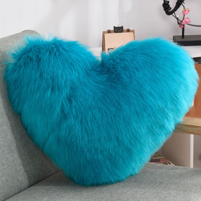 Throw Pillows Heart Shape Long Plush Fluffy Shaggy Cushion Cover Sofa Cushions Decorative Pillow Covers Pillowcase White - Antique Decore