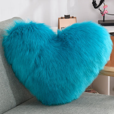 Throw Pillows Heart Shape Long Plush Fluffy Shaggy Cushion Cover Sofa Cushions Decorative Pillow Covers Pillowcase White - Antique Decore