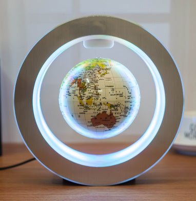 Round LED World Map Floating Globe Magnetic Levitation Light Anti Gravity Magic - Antique Decore