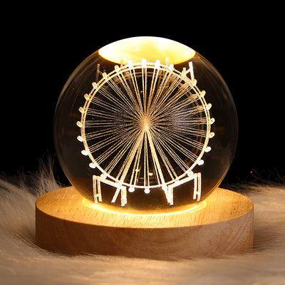 Luminous Starry Sky And Planets Moon Moon Crystal Ball Small Night Lamp Projection Ambience Light Creative Gift New Strange Gift - Antique Decore
