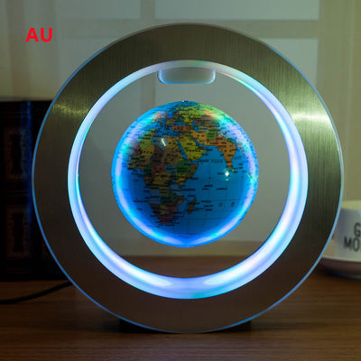Round LED World Map Floating Globe Magnetic Levitation Light Anti Gravity Magic - Antique Decore