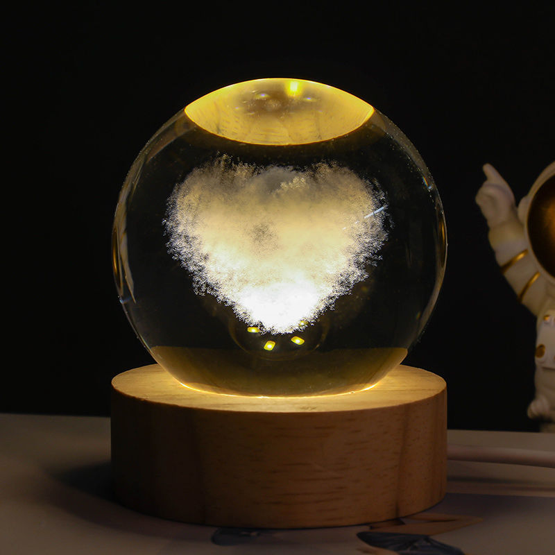 Luminous Starry Sky And Planets Moon Moon Crystal Ball Small Night Lamp Projection Ambience Light Creative Gift New Strange Gift - Antique Decore