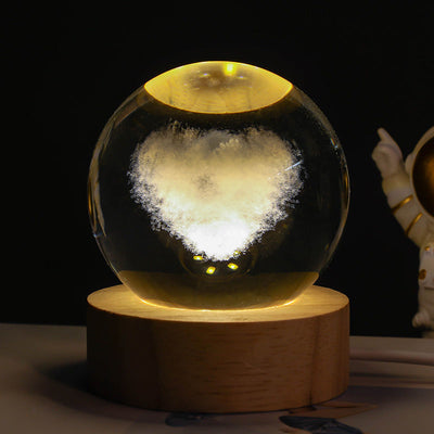 Luminous Starry Sky And Planets Moon Moon Crystal Ball Small Night Lamp Projection Ambience Light Creative Gift New Strange Gift - Antique Decore
