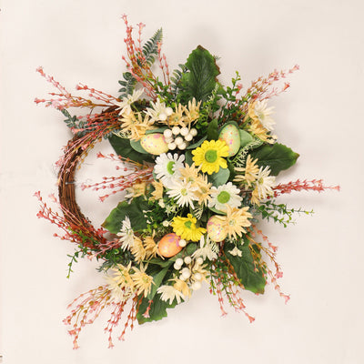Home Decoration Easter Wreath Wild Chrysanthemum Half Edge Wreath Eggs - Antique Decore