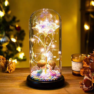 Eternal Rose LED Light Foil Flower In Glass Cover Night Lights Valentines Day Gifts Lamp Decor For For Home Bedroom Wedding Gift Valentine's Day Gifts - Antique Decore