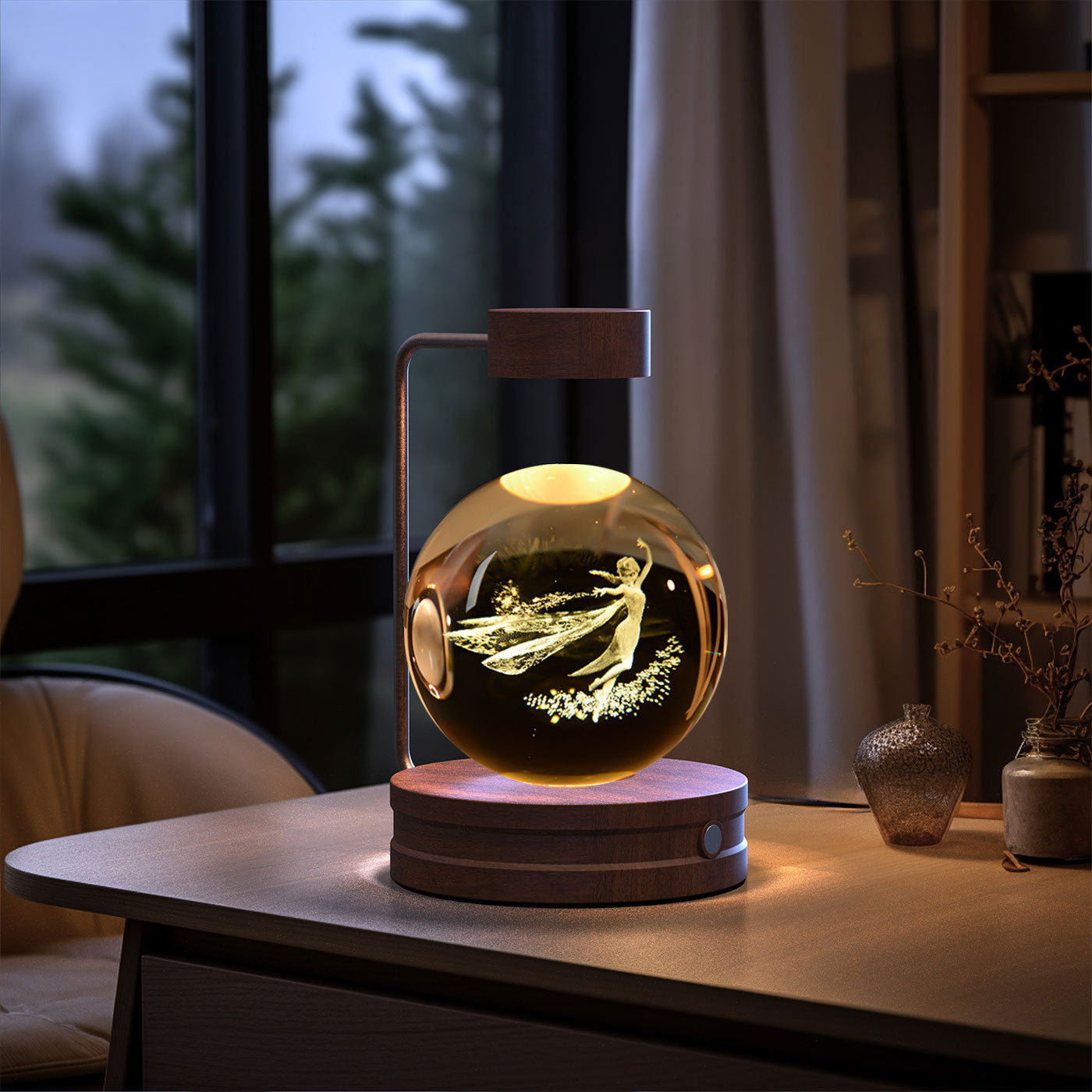 Crystal Ball Cosmic Dinosaur Indoor Night Light USB Power Warm Bedside Light Birthday Gift Night Lamp - Antique Decore