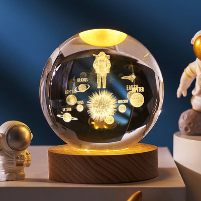 Luminous Starry Sky And Planets Moon Moon Crystal Ball Small Night Lamp Projection Ambience Light Creative Gift New Strange Gift - Antique Decore