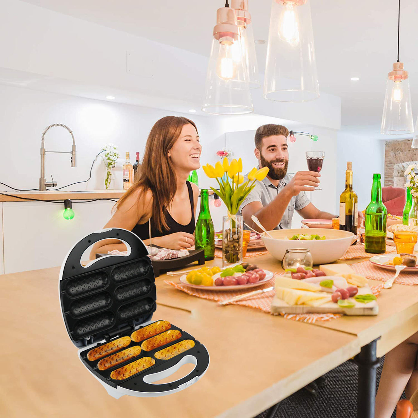 6 Holes Electric Hot Dog Maker Multifunction Bread Sausage Breakfast Machine - Antique Decore
