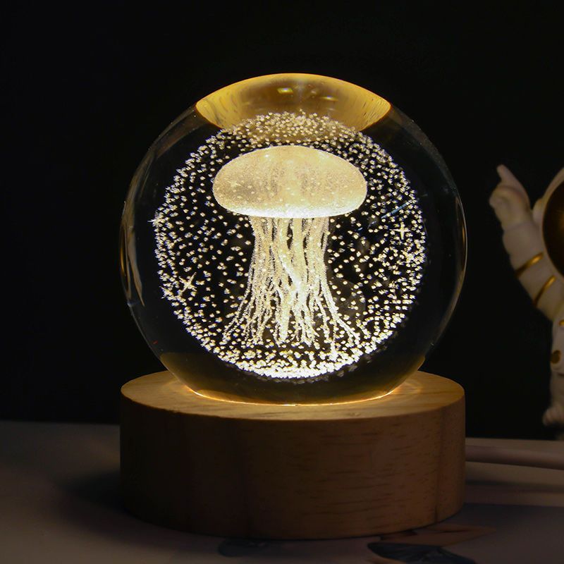 Luminous Starry Sky And Planets Moon Moon Crystal Ball Small Night Lamp Projection Ambience Light Creative Gift New Strange Gift - Antique Decore