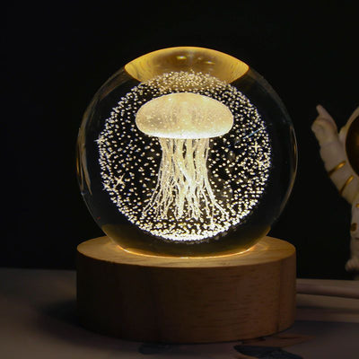 Luminous Starry Sky And Planets Moon Moon Crystal Ball Small Night Lamp Projection Ambience Light Creative Gift New Strange Gift - Antique Decore