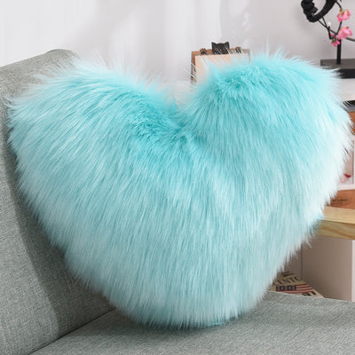 Throw Pillows Heart Shape Long Plush Fluffy Shaggy Cushion Cover Sofa Cushions Decorative Pillow Covers Pillowcase White - Antique Decore