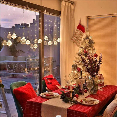 10PCS LED Christmas Curtain Lamp Fairy Snowman Wishing Ball Lamp String Christmas Window Decoration Christmas Light Room - Antique Decore