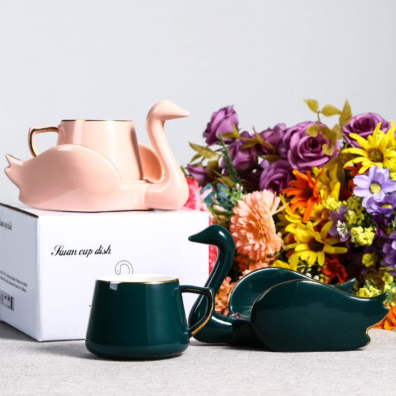 Creative Swan Ceramic Coffee Set Set - Antique Decore