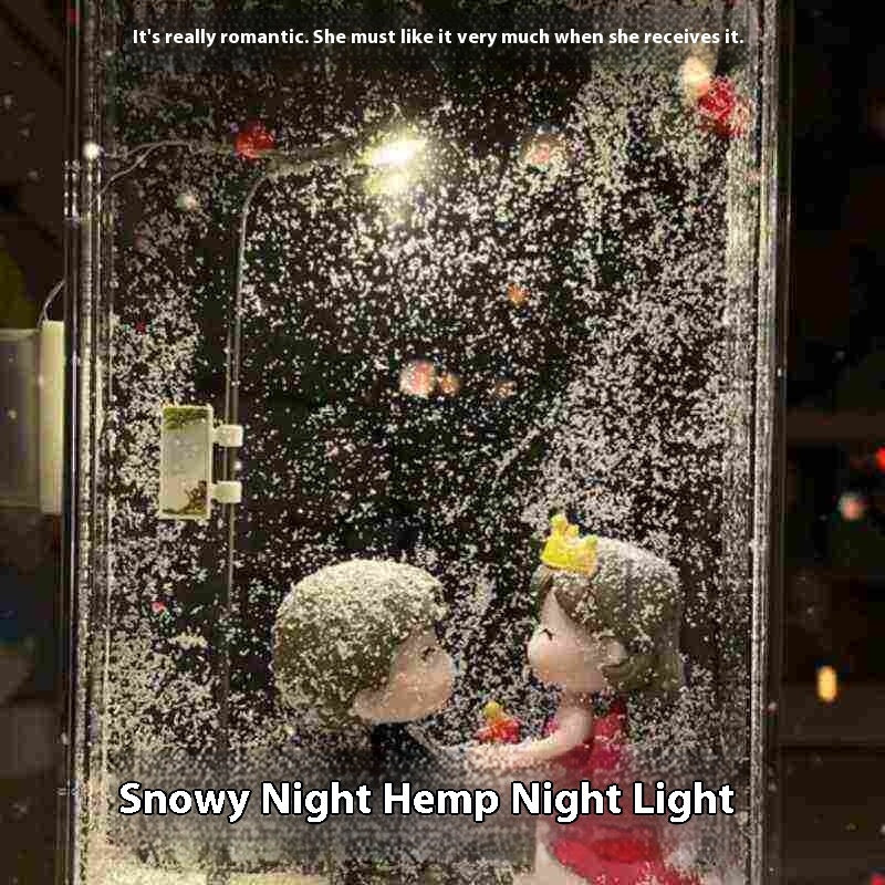 Magic Snowy Landscape Night Lights Small Street Light Snowy Flowing Night DIY Christmas Lights Christmas Desktop Decor Handmade - Antique Decore
