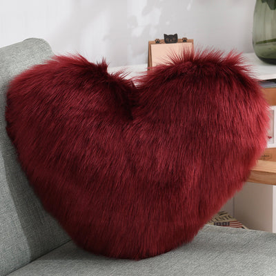 Throw Pillows Heart Shape Long Plush Fluffy Shaggy Cushion Cover Sofa Cushions Decorative Pillow Covers Pillowcase White - Antique Decore