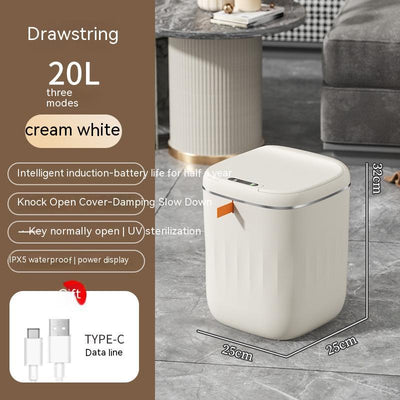 Smart Trash Can With Lid For Bedroom And Living Room Kitchen Storage Box Trash Can Induction Small Car Box Automatic Smart Dustbin Smart Trash Bin - Antique Decore