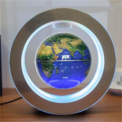 Round LED World Map Floating Globe Magnetic Levitation Light Anti Gravity Magic - Antique Decore