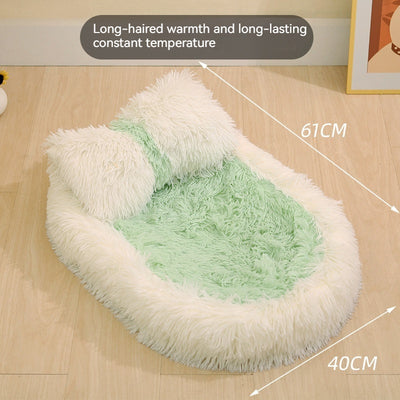 Long Wool Oval Plus Quilt Warm Cat Dog Nest More Than Pets Bed Colors Winter Pet Products - Antique Decore