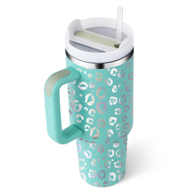 40 Oz Tumbler With Handle Straw Insulated, Stainless Steel Spill Proof Vacuum Coffee Cup Gifts For Valentine Lover