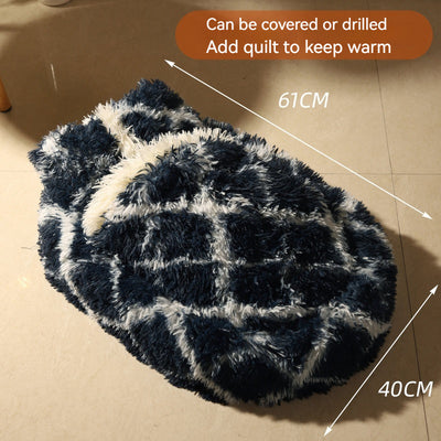 Long Wool Oval Plus Quilt Warm Cat Dog Nest More Than Pets Bed Colors Winter Pet Products - Antique Decore