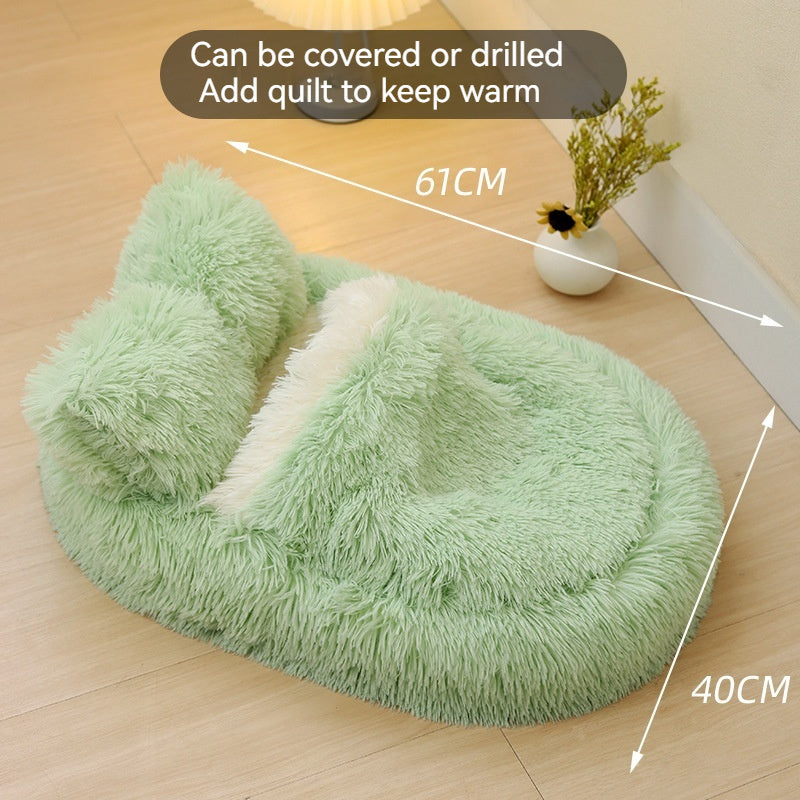 Long Wool Oval Plus Quilt Warm Cat Dog Nest More Than Pets Bed Colors Winter Pet Products - Antique Decore