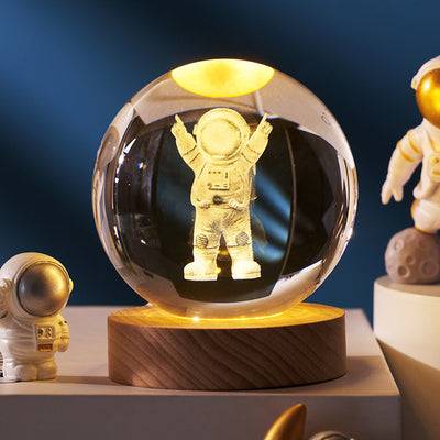 Luminous Starry Sky And Planets Moon Moon Crystal Ball Small Night Lamp Projection Ambience Light Creative Gift New Strange Gift - Antique Decore