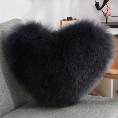 Throw Pillows Heart Shape Long Plush Fluffy Shaggy Cushion Cover Sofa Cushions Decorative Pillow Covers Pillowcase White - Antique Decore